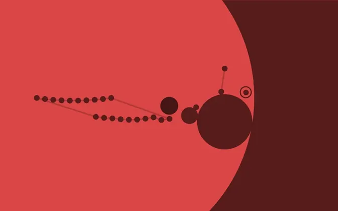 Schermata di circloO con una pallina scura dentro un cerchio rosso